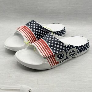 OOFOS Men's 13 Recovery Slides Team USA Stars Stripes OOahh Sport Flex  NEW